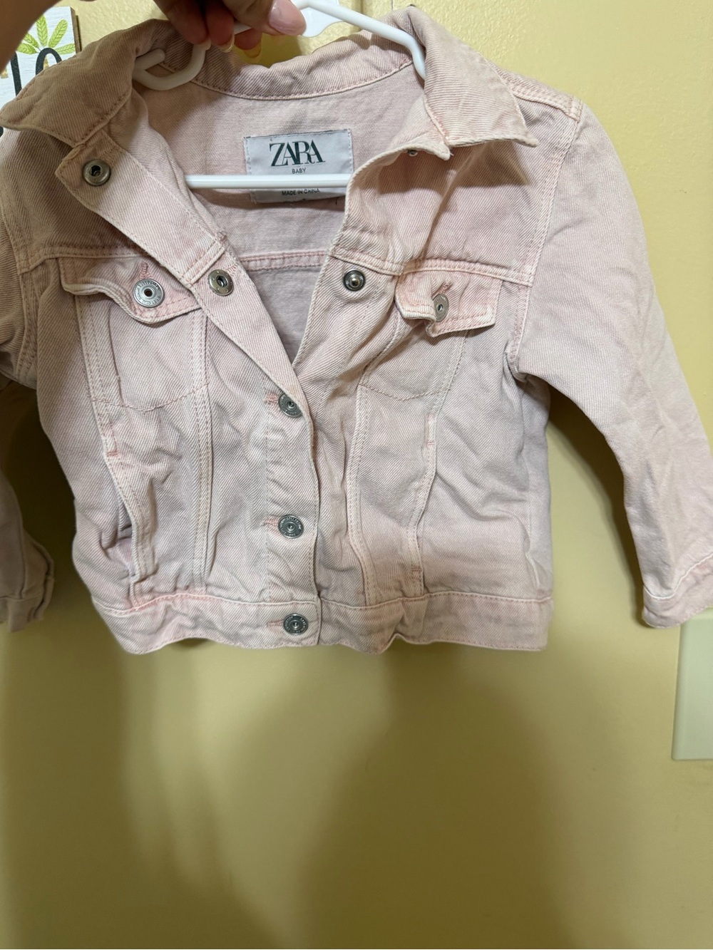 ZARA Light Pink Denim Jacket for Kids 18-24m